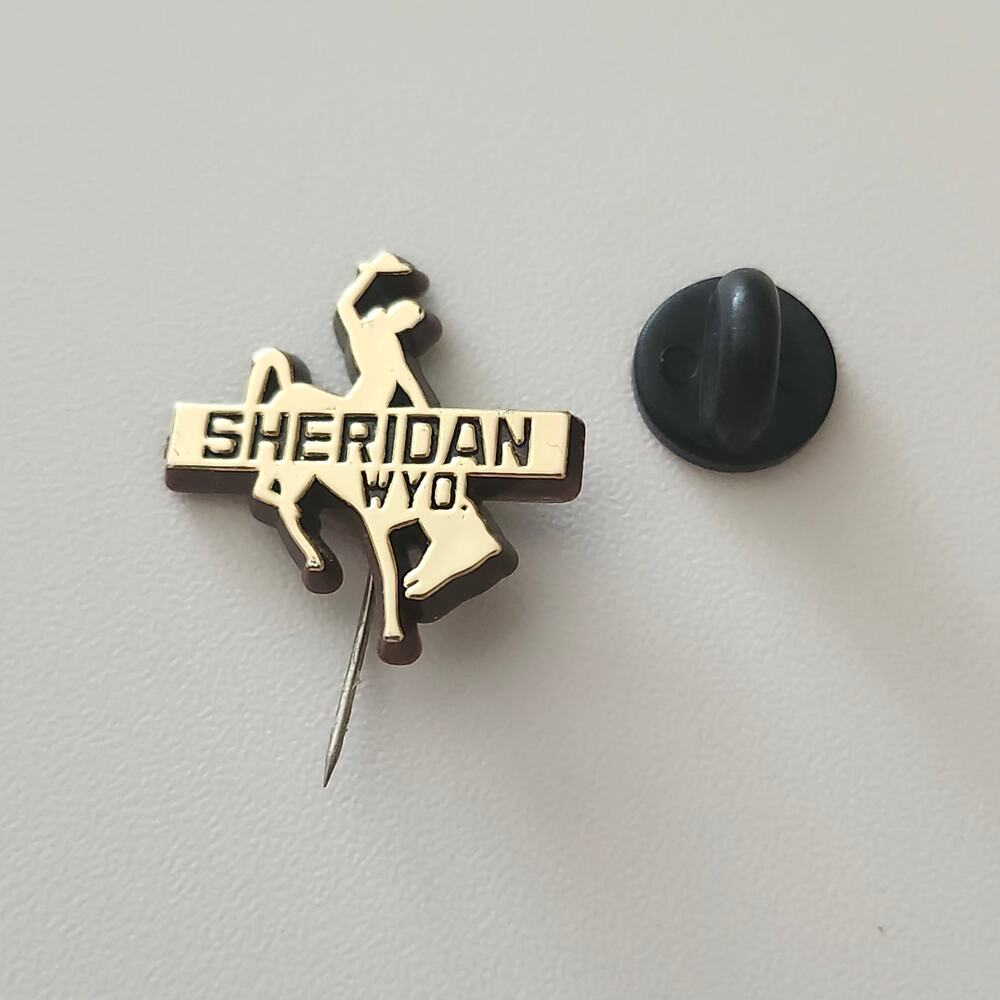 Vintage Sheridan WYO Cowboy Bucking Bronco Souvenir Stickpin Western Rodeo USA